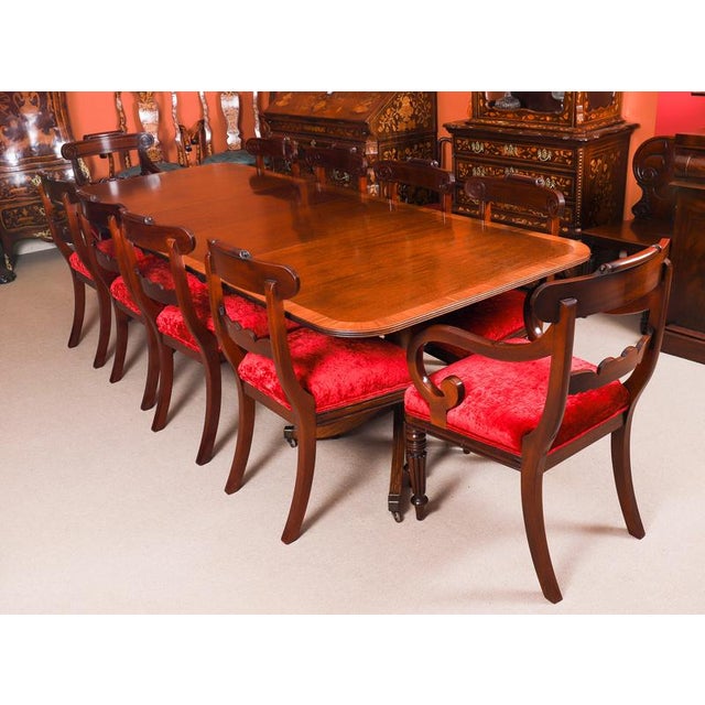 Vintage Twin Pillar Flame Mahogany Dining Table by W. Tillman, 1980s For Sale - Image 4 of 16