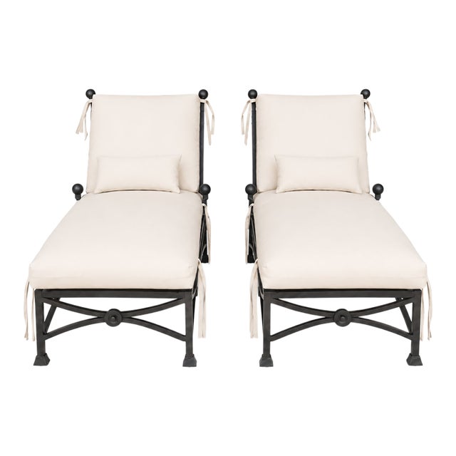 Modern Patio Chaise Lounges- Pair For Sale