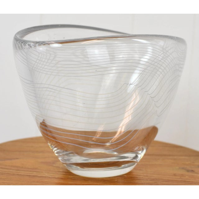Mid 20th Century Mid Century Modern Vicke Lindstrand for Kosta Arabesque Art Glass Bowl For Sale - Image 5 of 13