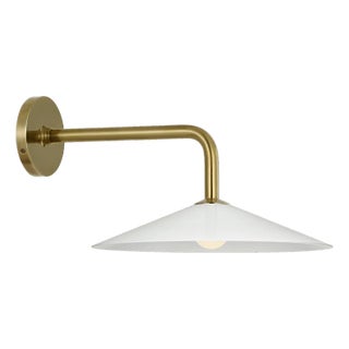 Amber Lewis for Visual Comfort Signature Ponce 9" Sconce in Hand-Rubbed Antique Brass with Milk White Glass Shade For Sale