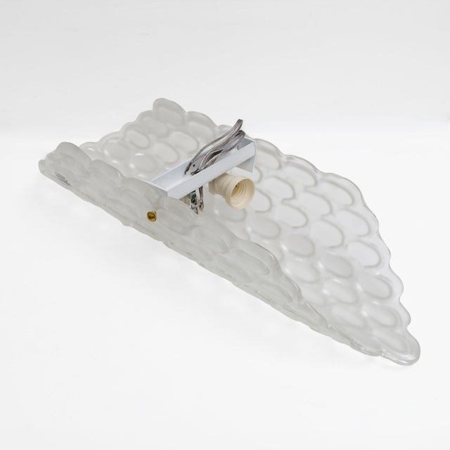 Clear Murano Glass Wall Sconces with Textured Relief, 2000s, Set of 2 For Sale - Image 8 of 10