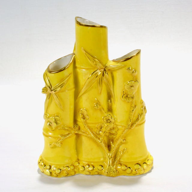 Royal Worcester Aesthetic Movement Bamboo Form Trompe l'Oiel Porcelain Vase For Sale - Image 12 of 12