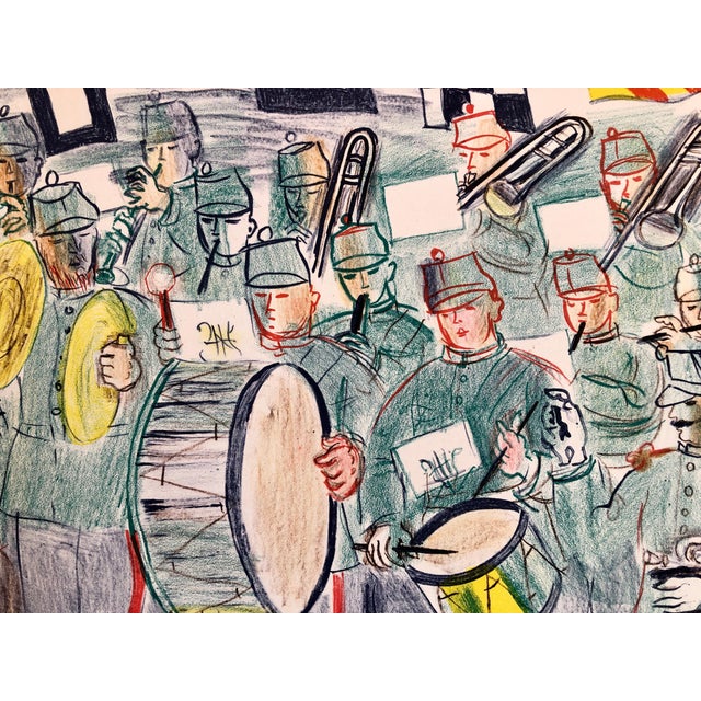 Modern (after) Raoul Dufy, Raoul Dufy School Prints Colorful Modernist Drawing Lithograph Marching Band, c.1949 For Sale - Image 3 of 6