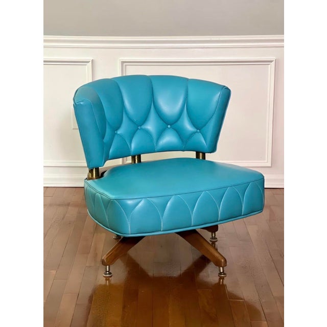 Kroehler Mfg. Co. 1960s Set of 3 Faux Leather Swivel Lounge Chairs Attributed to Kroehler For Sale - Image 4 of 18