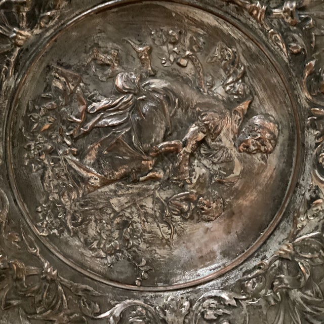 Elkington, Victorian, Neo Classical silver platter stamped on the back. Elaborately decorated throughout with classical...