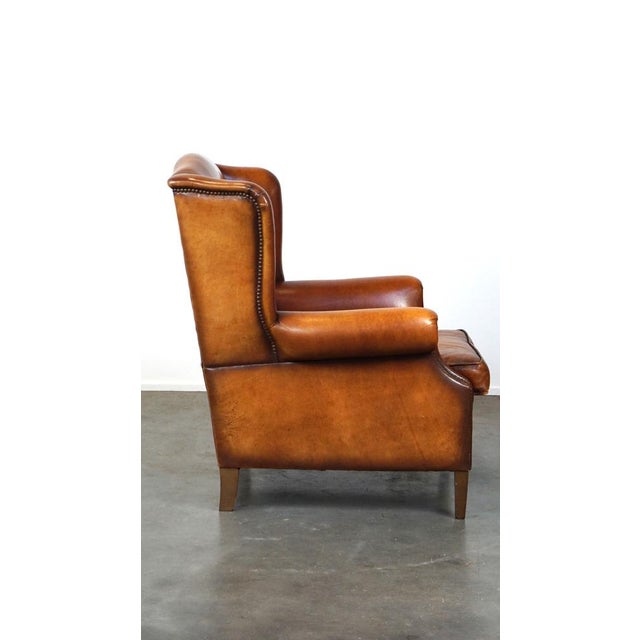 Leather Wing Chair with Great Patina For Sale - Image 3 of 12