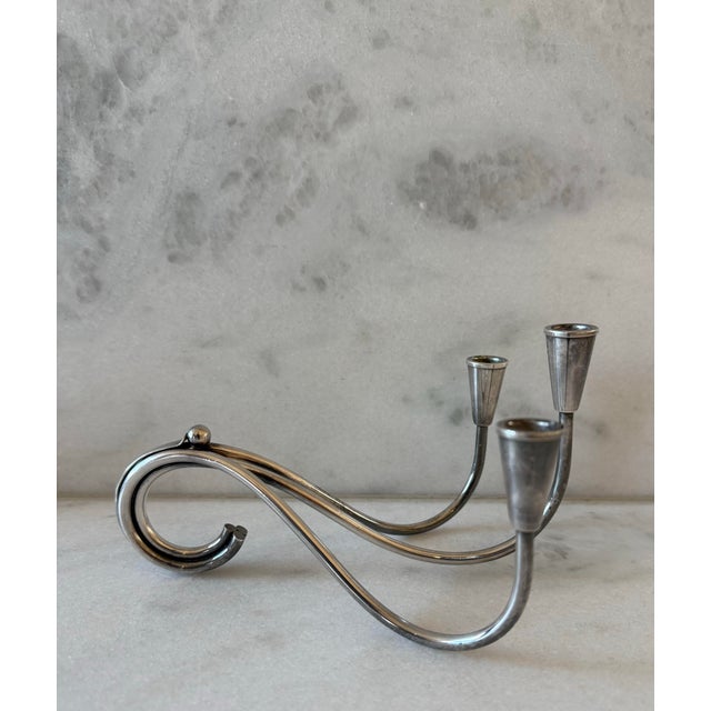 Mid-Century Modern Danish Mid Century Modern Silverplate Candelabra by Carl F. Christiansen For Sale - Image 3 of 12