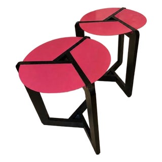 Postmodern Blu Dot Pi Pink and Black Side Tables For Sale