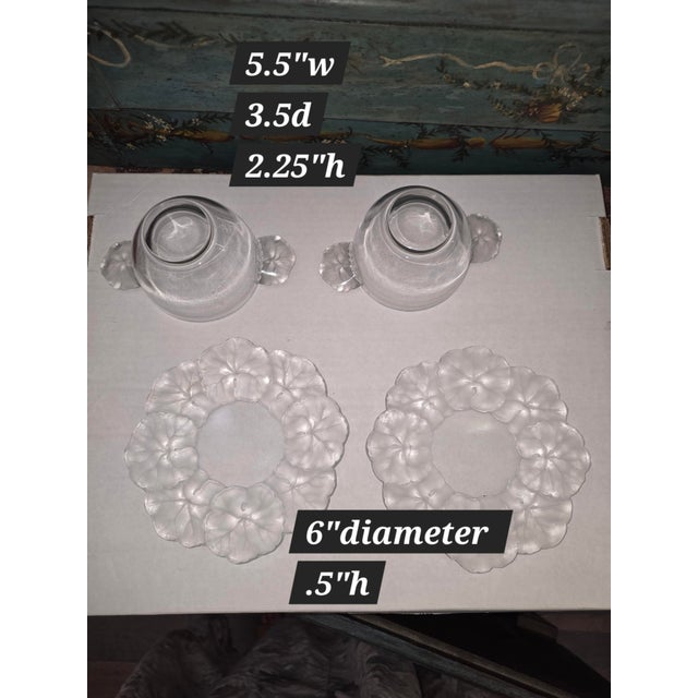 1960s Pair of Lalique Honfleur Sherberts and Saucer Plates For Sale - Image 9 of 9