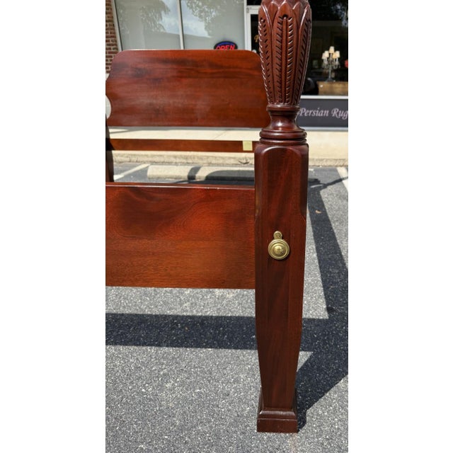 Wood Lexington Queen Size Mahogany Rice Carved Poster Bed Frame For Sale - Image 7 of 18