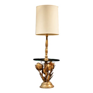 Vintage Hollywood Regency Lamp Table With Floral Motif Lamps For Sale
