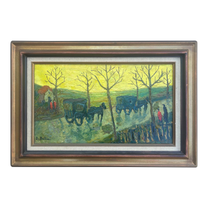 Painting "On the Road to the Saints" Oil on Canvas Signed E. Bellini, France 1935