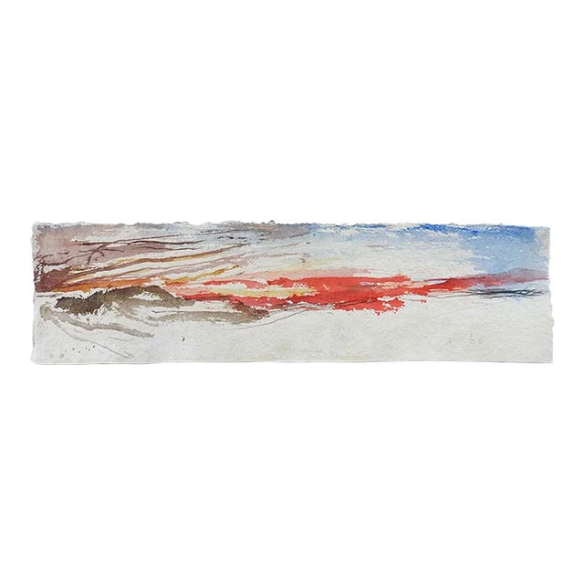 George Turner Red Blue Abstract Landscape Painting | Chairish