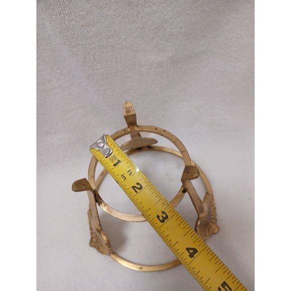 Vintage Brass Plant Stand Ball Holder 3 Leg 5" Tall Palm Leaves Sea Shell Decor For Sale - Image 10 of 10