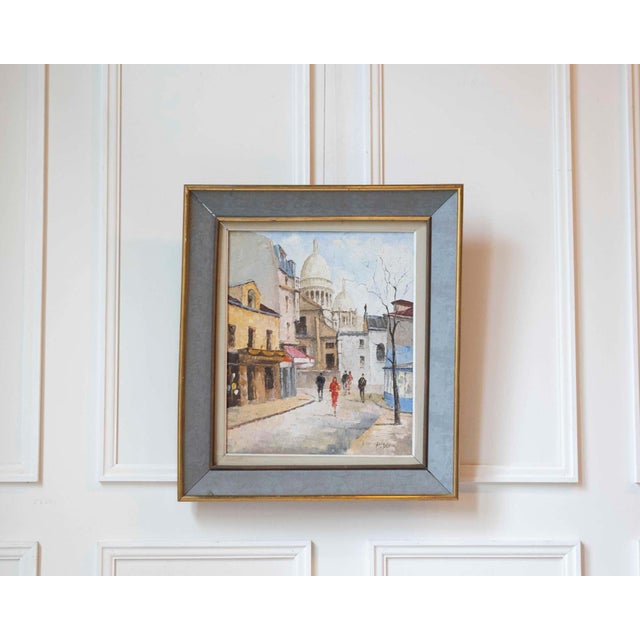 Mid 20th Century Mid-20th Century French “Montmartre, Place du Tertre” Oil on Canvas, Sacré-Cœur For Sale - Image 5 of 8