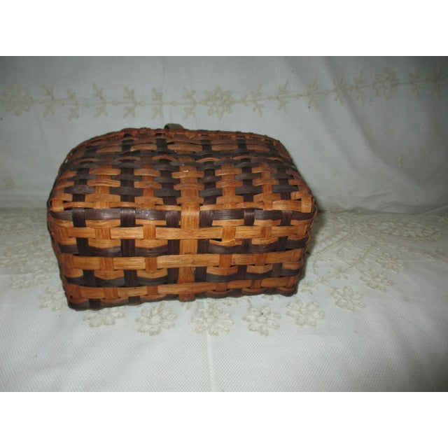 Antique Native American Cherokee Miniature Rivercane Gathering Basket For Sale - Image 10 of 11