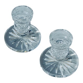 Vintage Signed Waterford Crystal Candle Holders - a Pair For Sale