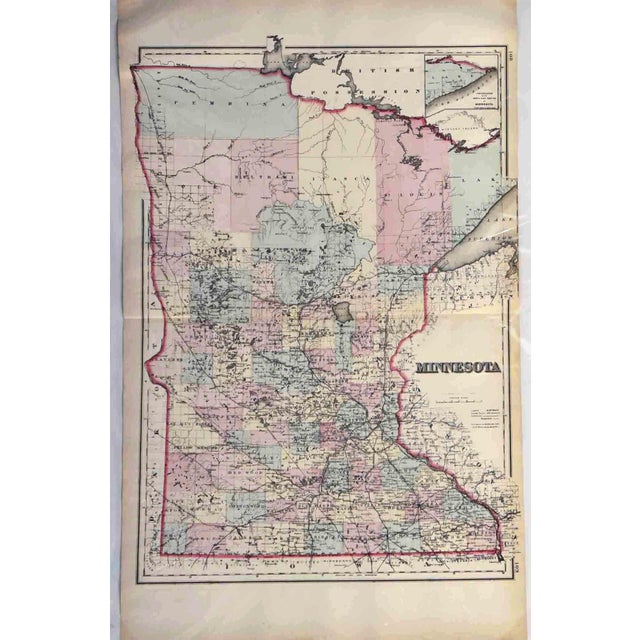 This remarkably preserved 32" x 20" antique map, titled "Map of Minnesota," was published by G.W. Gray & Son, a prominent...