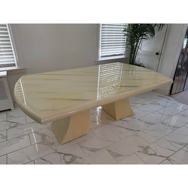 Contemporary 1980 Goat Skins Yellow Dining Table in the Style of Karl Springer For Sale - Image 3 of 11