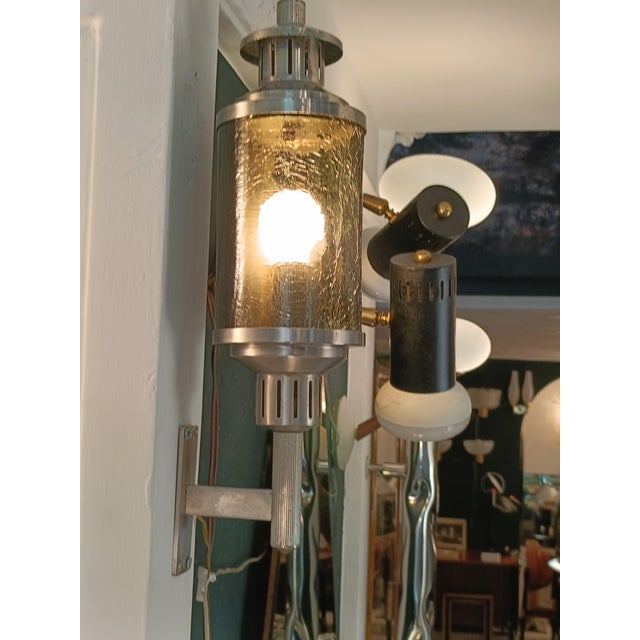 Lanterna Wall Lamp in Green Cathedral Glass and Metal, Italy, 1960s For Sale - Image 6 of 8