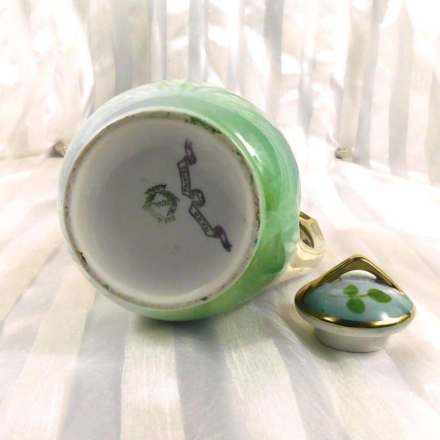 Green 1930s Royal Austria Hand Painted and Signed Coffee Pot For Sale - Image 8 of 11