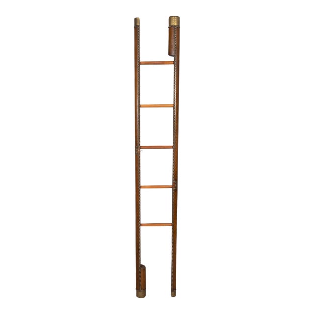 Regency Style Leather and Brass Stick Ladder For Sale