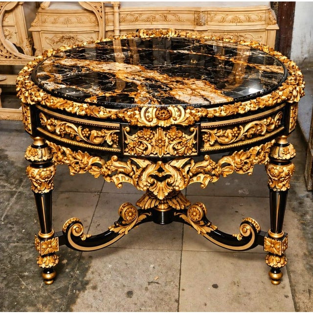 Make an unforgettable statement with this magnificent French Baroque-inspired center table, a bold showcase of dramatic...