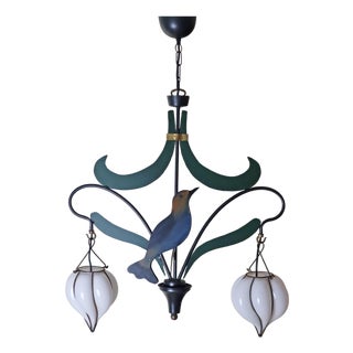 Nightingale Chandelier with Murano Glass Lanterns, 1980s For Sale