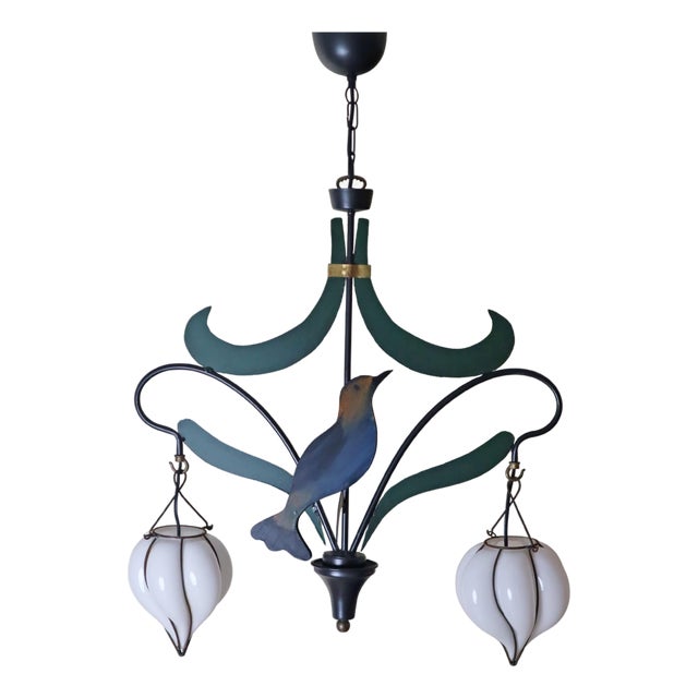 Nightingale Chandelier with Murano Glass Lanterns, 1980s For Sale