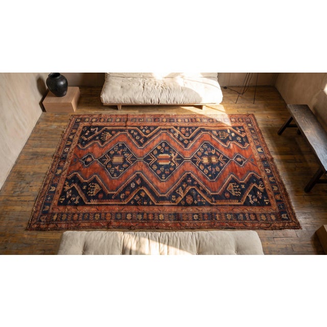 Black 1900s Black Zig Zag Tribal Antique Caucasian Kazak Rug 5'6" X 10'4" Handknotted Wool Carpet For Sale - Image 8 of 10