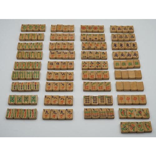 Antique Asian Oriental Mahjong Set of 148 Tiles in Edwardian Oak Box, Set of 149 For Sale - Image 18 of 18