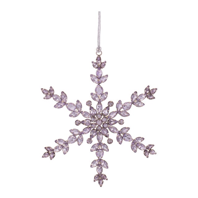 Contemporary Snowflake Jewel Ornaments (Set of 6) For Sale - Image 3 of 5