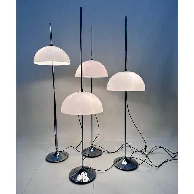 Silver Height-Adjustable Mushroom Floor Lights with Chromed Tulip Bases by Frank Bentler for Wila Leuchten, West Germany, 1960s, Set of 4 For Sale - Image 8 of 18