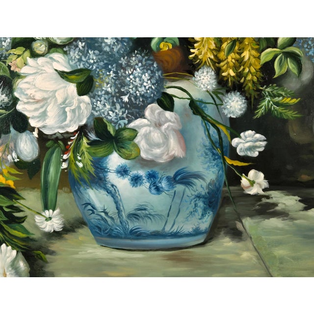 1960s Chelsea House Floral Still Life Oil Painting After Renoir For Sale - Image 6 of 17