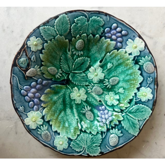 Antique Swedish Majolica Plate by Rörstrand , C. 1880's For Sale In San Francisco - Image 6 of 11
