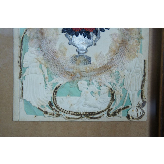 1859 Antique Victorian Framed Die Cut Embossed Valentines Day Card For Sale - Image 9 of 11