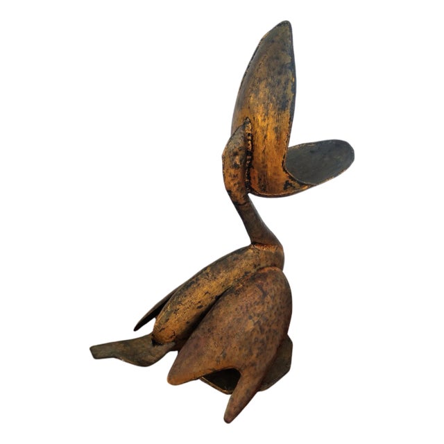 Mid 20th Century Gilted Brutalist Pelican Ashtray For Sale