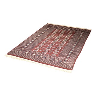 Vintage Red Hand-Woven Oriental Bokhara Rug, 1960s For Sale