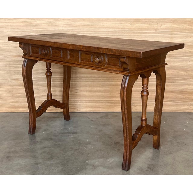 Wood Early 19th Century Walnut Wood Catalan Spanish Console, Desk or Vanity Table For Sale - Image 7 of 18