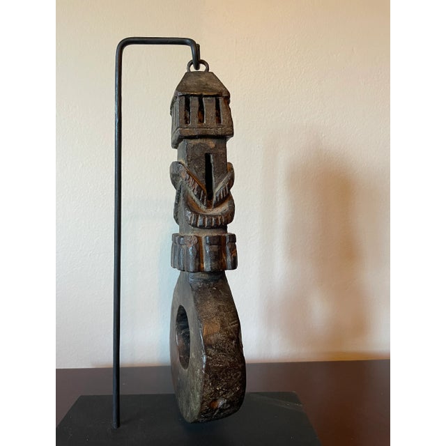 Abstract Antique Carved Ghurra Butterchurn on Stand For Sale - Image 3 of 4