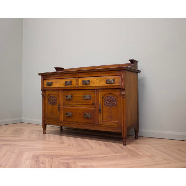 Antique Art Nouveau Walnut Sideboard, 1900s For Sale - Image 3 of 11