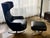 2010s Cantoni Leather Recliner Lounge Chair and Ottoman Set in Genuine Top-Grain Leather With Stainless Steel Swivel Base For Sale - Image 5 of 12