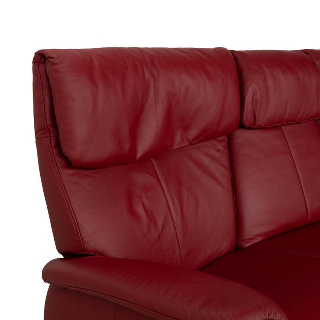 Trapezoidal 3-Seater Sofa in Red Leather with Storage Shelf in Oak from Himolla For Sale - Image 9 of 18