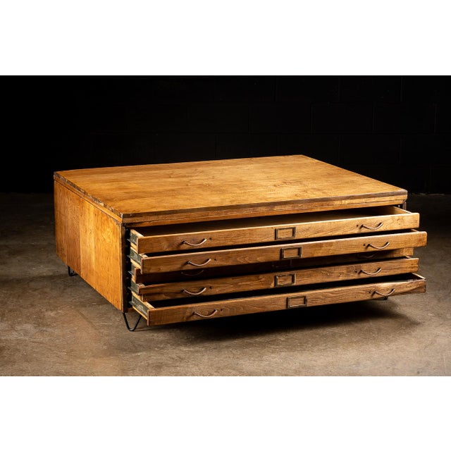 1950s Vintage Wooden Flat File on Hairpin Legs Chairish