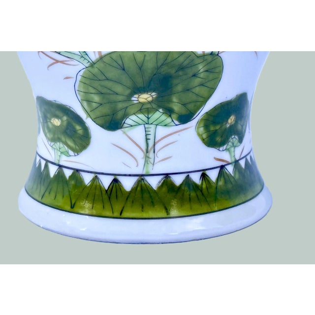 Vintage Lidded Jar With Lotus Motif For Sale - Image 11 of 12