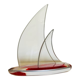 1990s Haziza Acrylic Sailboat Sculpture For Sale