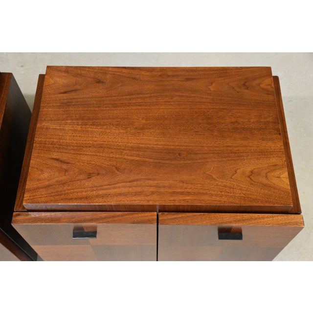 1970s Refinished Walnut Brutalist Nightstands - A Pair For Sale - Image 9 of 10