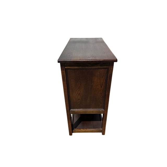 1980s Ethan Allan Charter Oak Jacobean Server Sideboard Bar Cabinet Made in England For Sale - Image 11 of 16