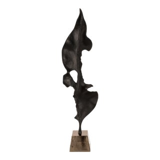 Black Elemental Leaf Sculpture - Large For Sale