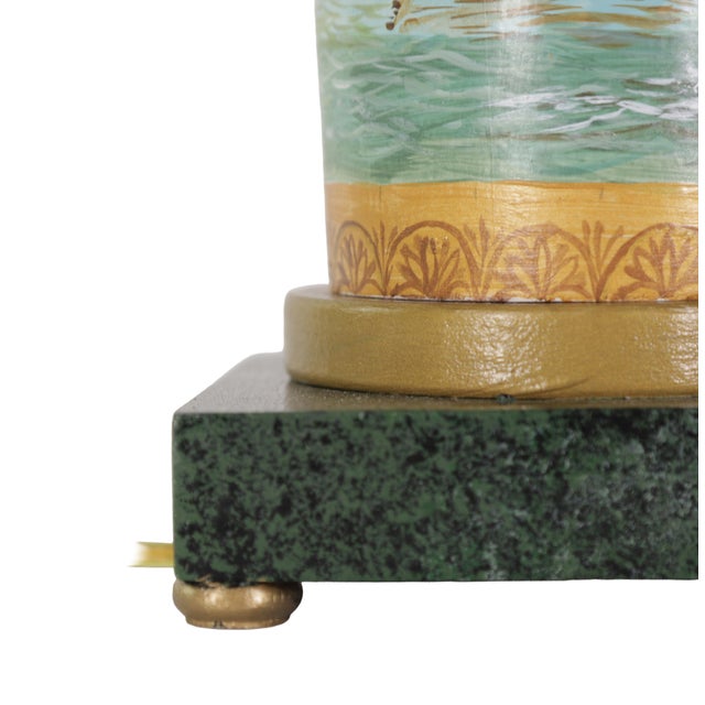 Vintage Hand-Painted Nautical-Themed Wooden Urn-Shaped Table Lamps - Pair For Sale - Image 11 of 12